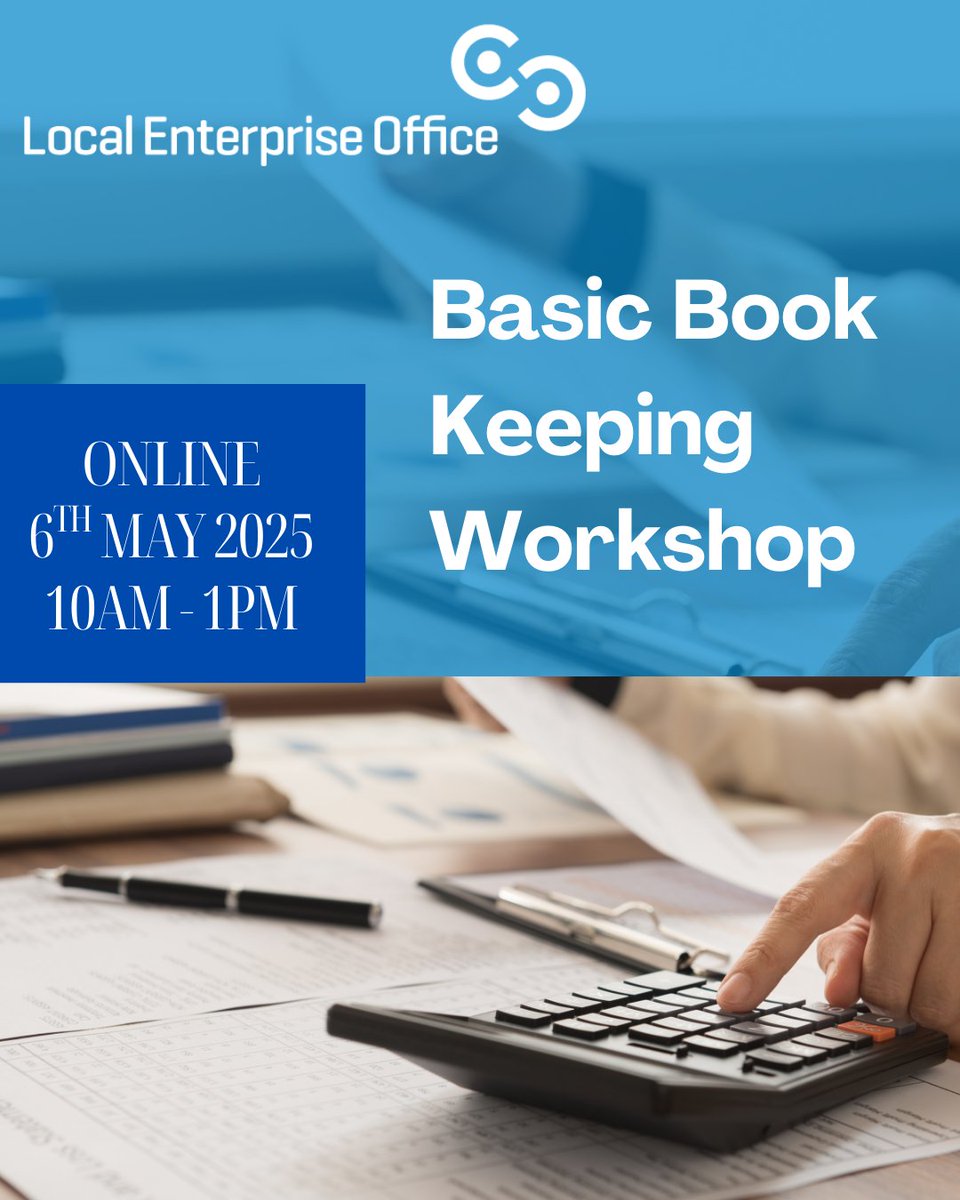 📚 Basic Book Keeping Workshop 📚

Online | Tuesday, 6th May 2025 | 10:00 AM - 1:00 PM

Boost your confidence in managing business records and meeting Revenue obligations.

🔗 Register Now: localenterprise.ie/Meath/Training…