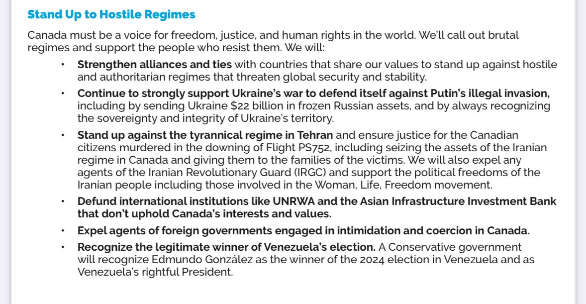 Pierre Poilievre promises to defund the Asian Infrastructure Investment Bank - used by the PRC to advance Xi Jinping’s predatory Belt and Road initiatives - to “Stand up to Hostile Regimes.”

Mark Carney, on the other hand, believes the AIIB can help “monitor social integrity.”