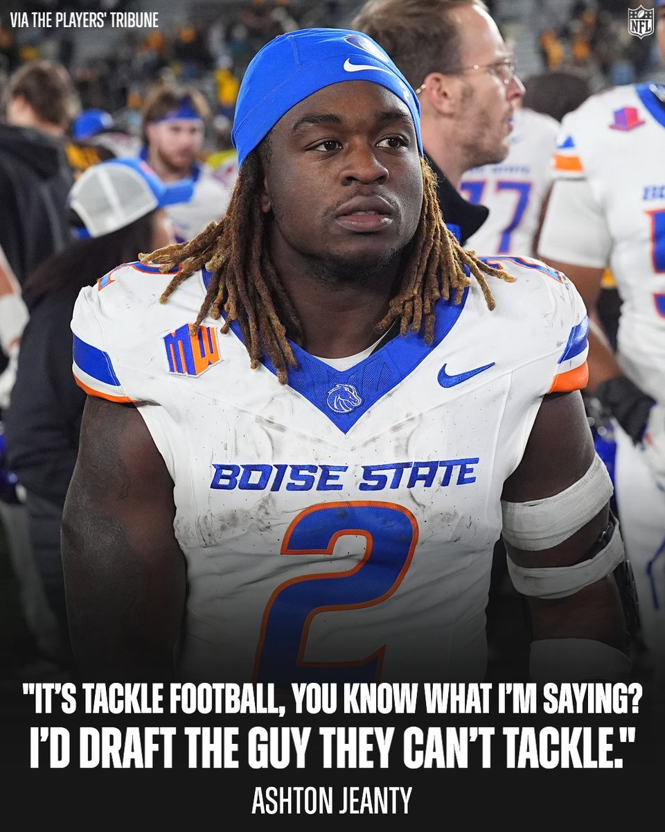 NFL's tweet photo. Ashton Jeanty dropped a bar 💯 (via @PlayersTribune)

📺: 2025 #NFLDraft – Thursday 8pm ET on NFLN/ESPN/ABC
📱: Stream on #NFLPlus https://t.co/ECycIZDfAq