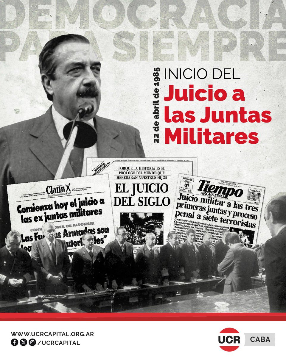 Somos la vida, somos La paz.

El 22 de abril de 1985 comenzó el Juicio a las Juntas Militares en Argentina, un hito histórico que marcó el inicio de un proceso judicial contra los responsables de la última dictadura militar.