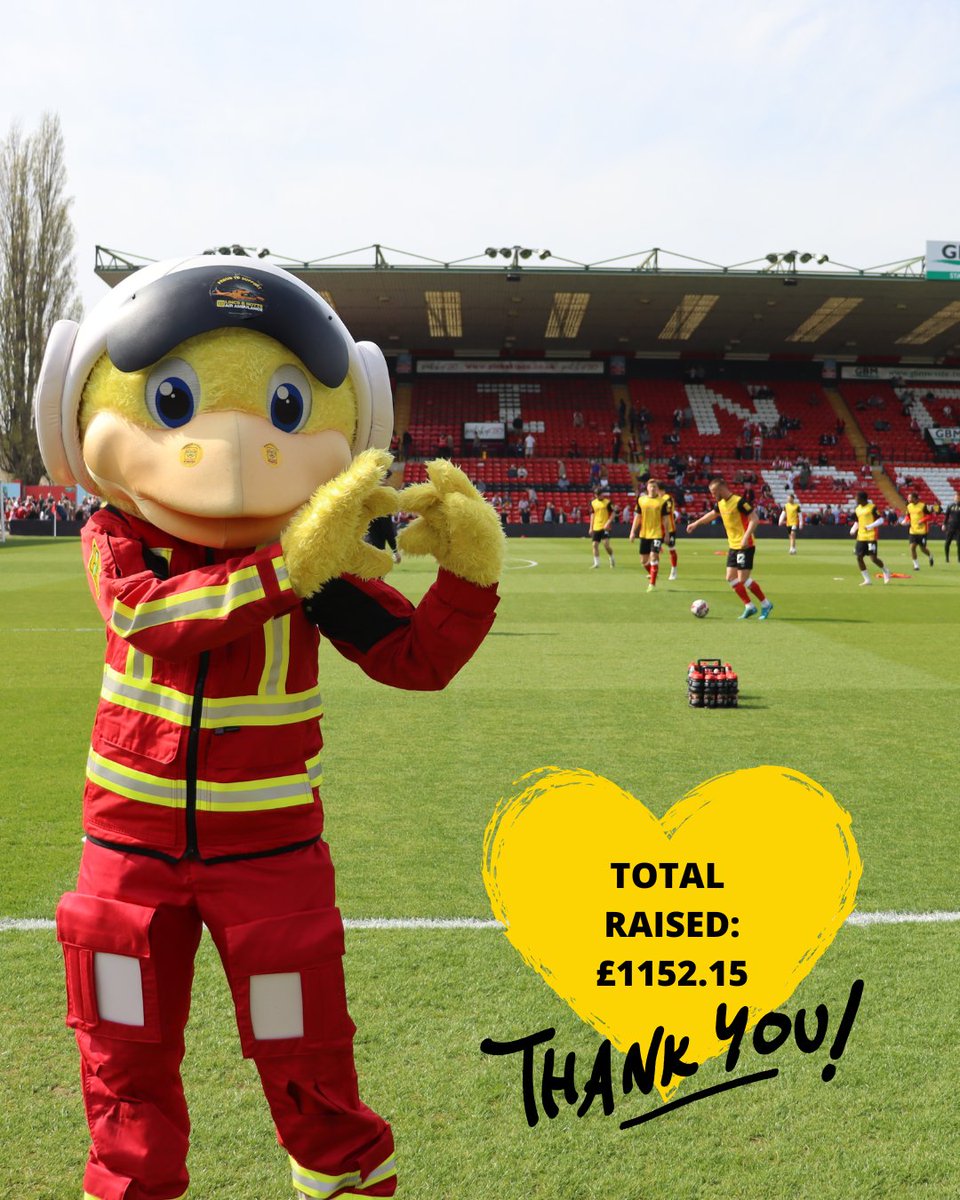 A huge thank you to everyone who donated at the Lincoln City vs Shrewsbury game earlier this month! We raised £1152.15! 💛
 #lincolncity #thankyou #fundraiser #savinglives #weneedyou