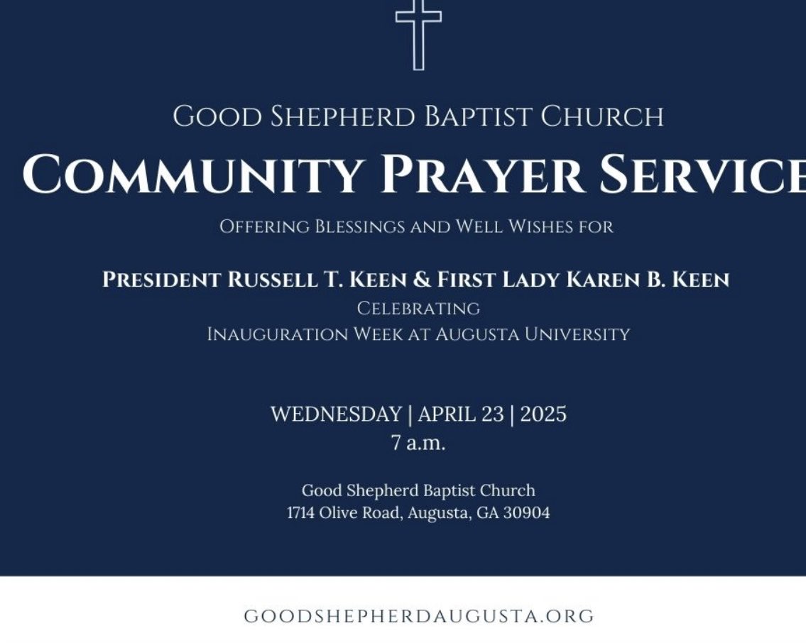 David H. McKinley (@pastordhm) on Twitter photo Start your day with us tomorrow as we begin the celebration and recognition of our new ā¦President, Dr Russell Keen ā¦<a href="/AUG_University/">Augusta University</a>ā© Iām honored to be asked to participate in this event. This service is open to the community. Start your day with us tomorrow as we begin the celebration and recognition of our new ā¦President, Dr Russell Keen ā¦<a href="/AUG_University/">Augusta University</a>ā© Iām honored to be asked to participate in this event. This service is open to the community.