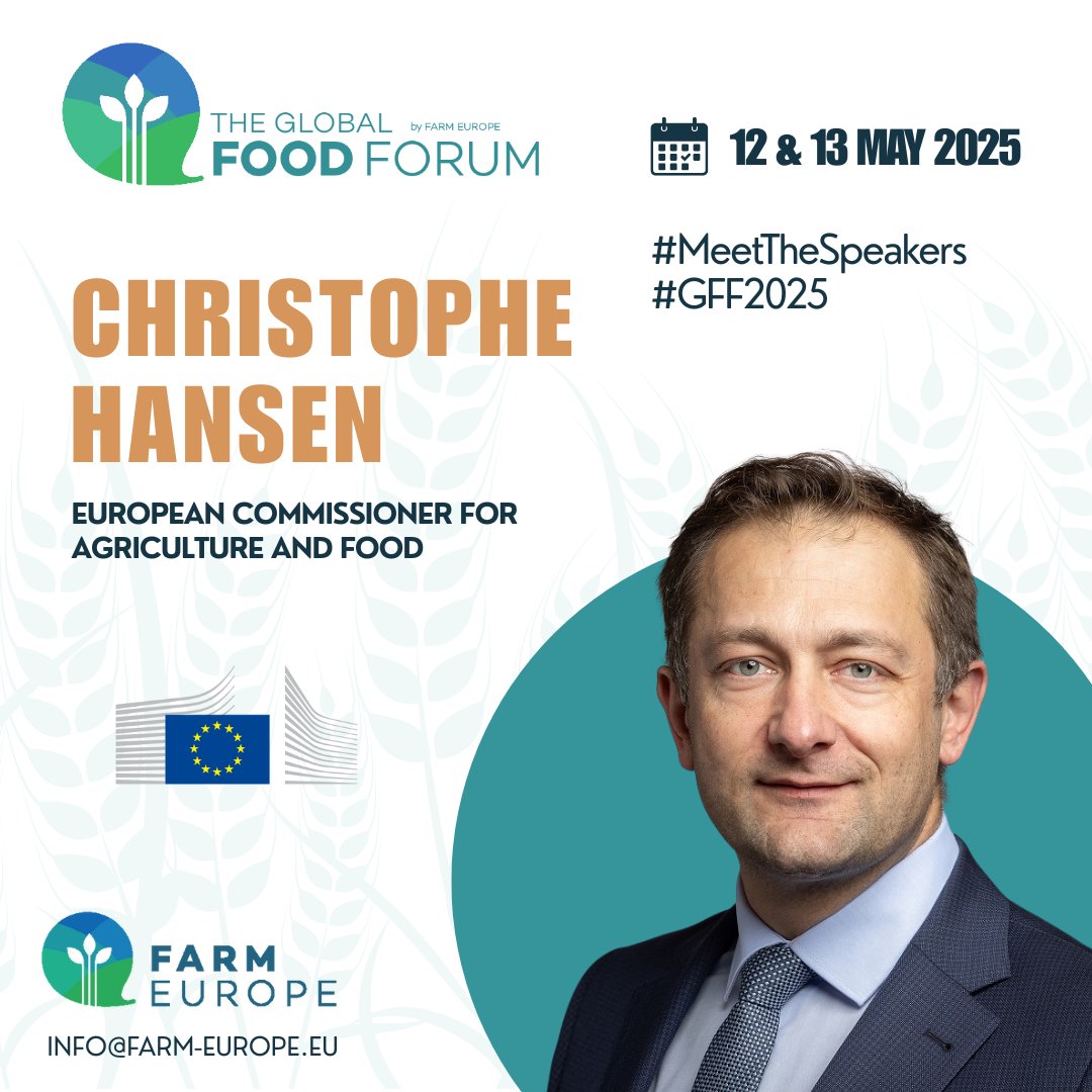 Farm Europe (@farmeurope) on Twitter photo We are delighted to announce that <a href="/CHansenEU/">Christophe Hansen</a>, European Commissioner for Agriculture & Food, will join the #GFF2025 on May 12 near #Brussels. 🇪🇺
🌱 Let’s build a sustainable and competitive agri-food future for the EU #together!
🎟️ Registrations are open: farm-europe.eu/evenement/glob… We are delighted to announce that <a href="/CHansenEU/">Christophe Hansen</a>, European Commissioner for Agriculture & Food, will join the #GFF2025 on May 12 near #Brussels. 🇪🇺
🌱 Let’s build a sustainable and competitive agri-food future for the EU #together!
🎟️ Registrations are open: farm-europe.eu/evenement/glob…