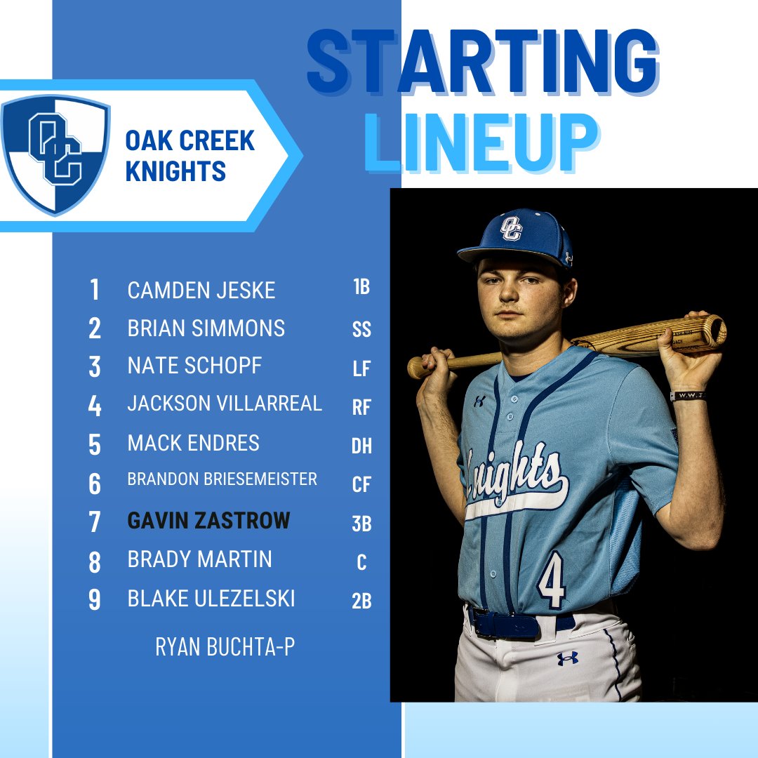 Oak Creek HS Baseball (@ocreekbaseball) on Twitter photo The Knights return home tonight at 5pm to take on one of the top ranked teams in the state in the Slinger Owls!  #workwins #GATU The Knights return home tonight at 5pm to take on one of the top ranked teams in the state in the Slinger Owls!  #workwins #GATU