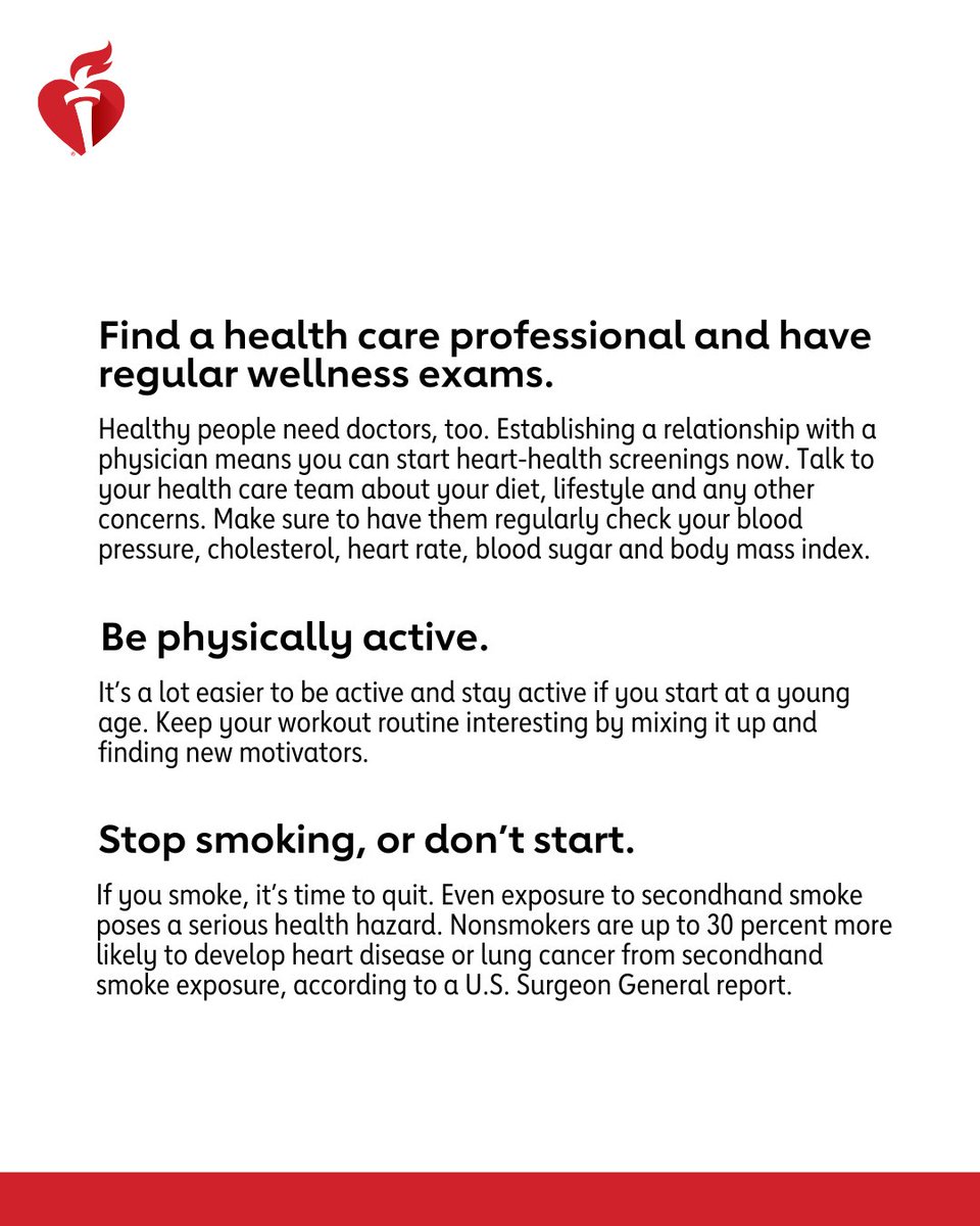 American_Heart's tweet photo. Think healthy habits are only for later decades in life? Think again. The choices you make in your 20s set the stage for your lifelong health.

Start now. Thank yourself later. 🫶 https://t.co/CquY47XAiO