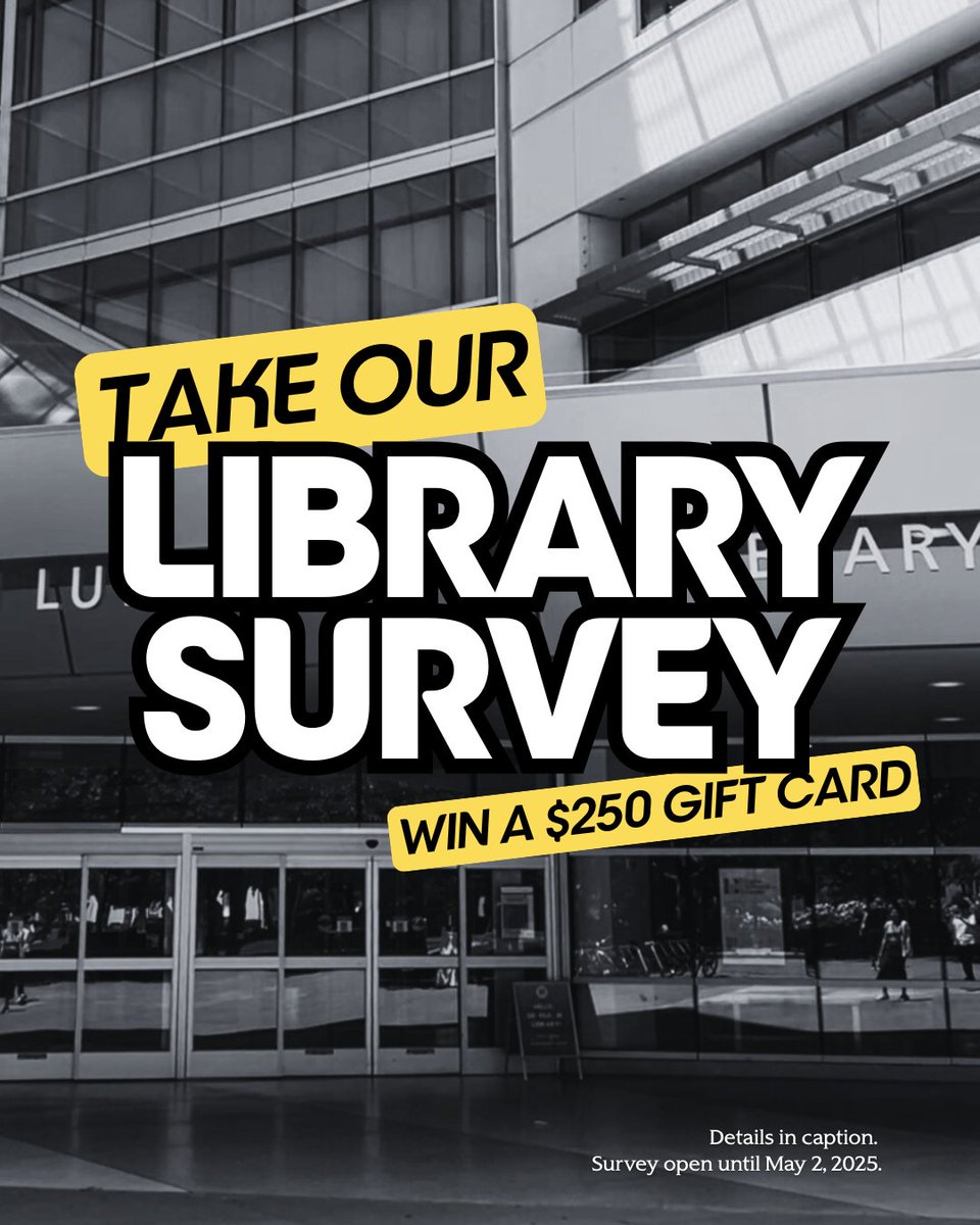Share your thoughts on King Library! ➡️ bit.ly/SJSULib_Survey 

Complete the LibQUAL+ survey for a chance to win a $250 gift card before May 2, 2025! 

#sjsulibrary #sjsu