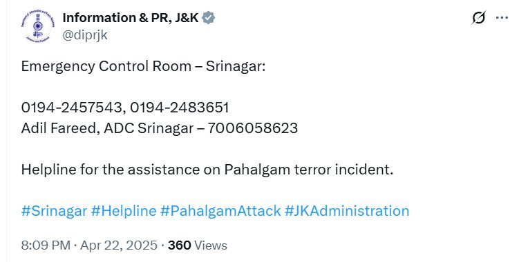 annamalai_k's tweet photo. The barbaric terror attack on innocent civilians in Kashmir’s Pahalgam is a cowardly assault on humanity. 

Such acts of extremism will never break the spirit of our nation. We stand united, resolute, and unshaken. My deepest condolences to the families of the victims and prayers for the swift recovery of the injured.
