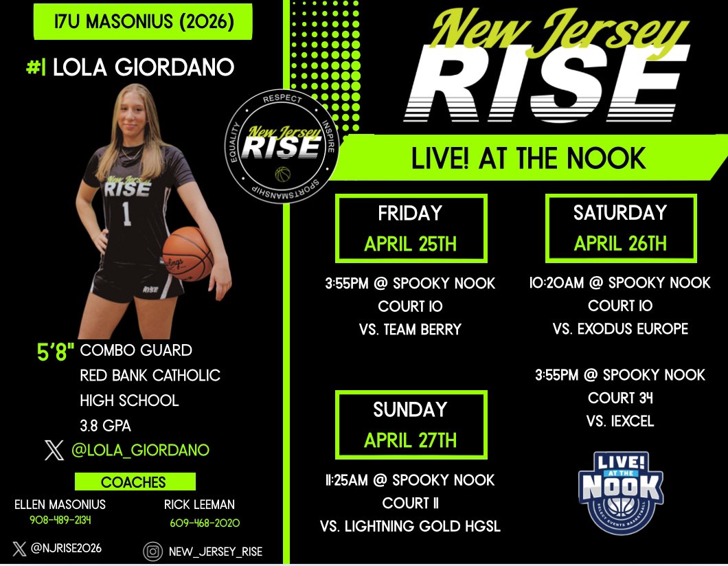 Lola Giordano (@lola_giordano1) on Twitter photo Looking forward to playing at Spooky Nook this weekend with my team!! Come check us out! <a href="/newjerseyrise/">New Jersey RISE</a> <a href="/EllenMasonius/">Ellen Clark Masonius</a> <a href="/RickLeeman13/">Rick Leeman</a> <a href="/rbcgirlshoops/">RBC Girls Basketball</a> <a href="/TinyGreenNBS/">Coach Tiny Green</a> Looking forward to playing at Spooky Nook this weekend with my team!! Come check us out! <a href="/newjerseyrise/">New Jersey RISE</a> <a href="/EllenMasonius/">Ellen Clark Masonius</a> <a href="/RickLeeman13/">Rick Leeman</a> <a href="/rbcgirlshoops/">RBC Girls Basketball</a> <a href="/TinyGreenNBS/">Coach Tiny Green</a>