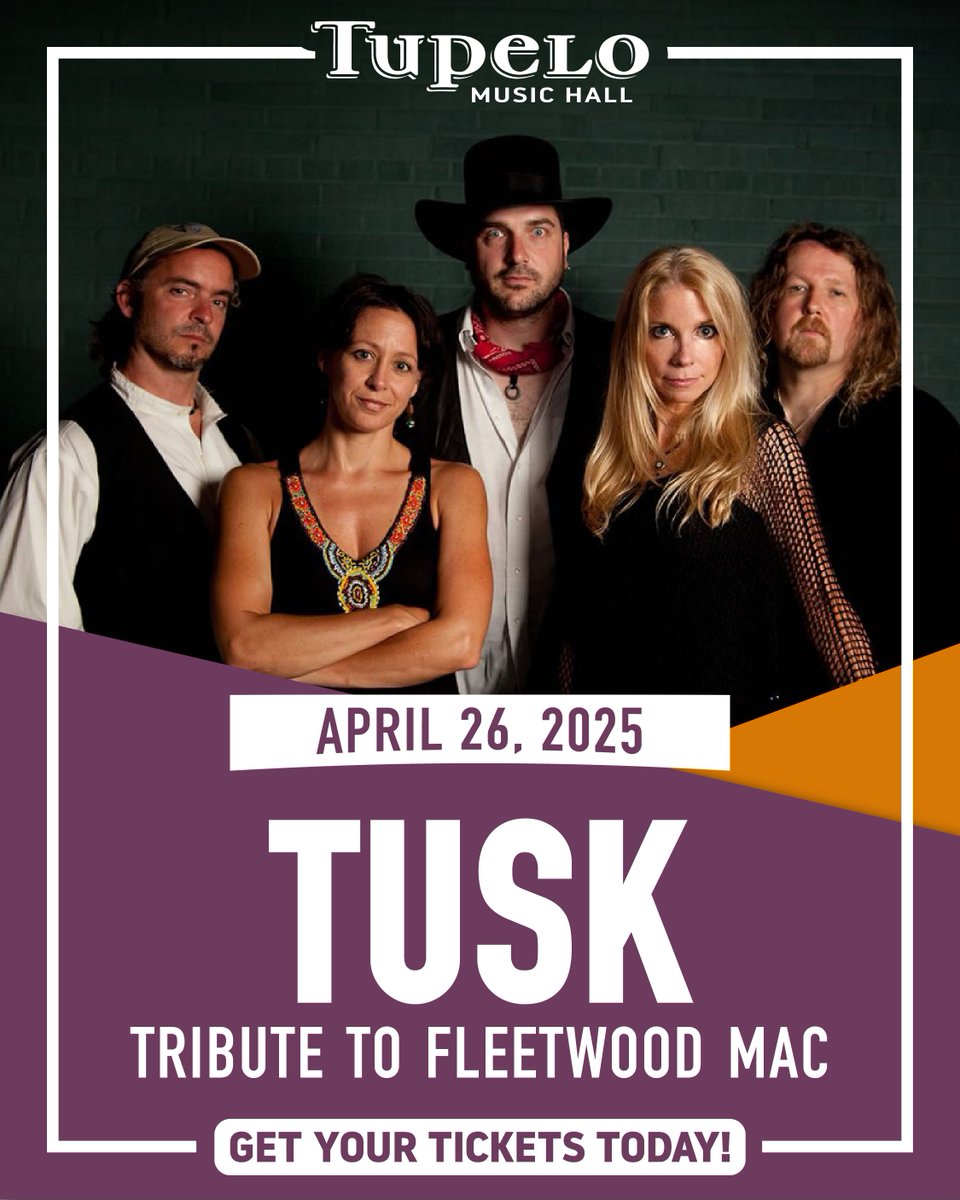 Twenty tickets left for Saturday's show with Tusk - the number one Tribute to Fleetwood Mac in the world! Last tickets available at: tickets.tupelohall.com/tusk