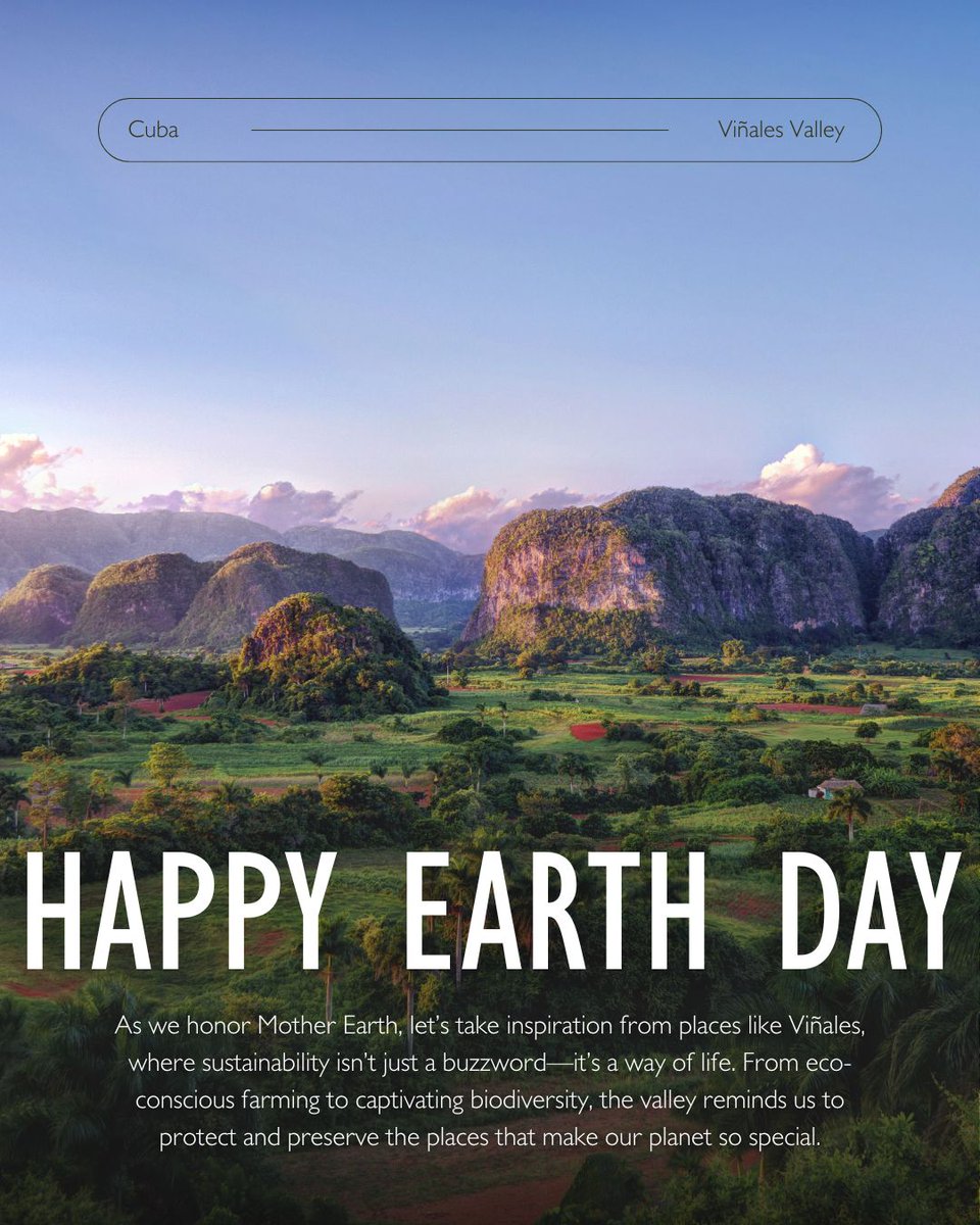 #EarthDay Today, we celebrate the incredible natural wonders that make our world so extraordinary—and few places capture that spirit like the UNESCO World Heritage Site of Viñales Valley in western Cuba. 🍃