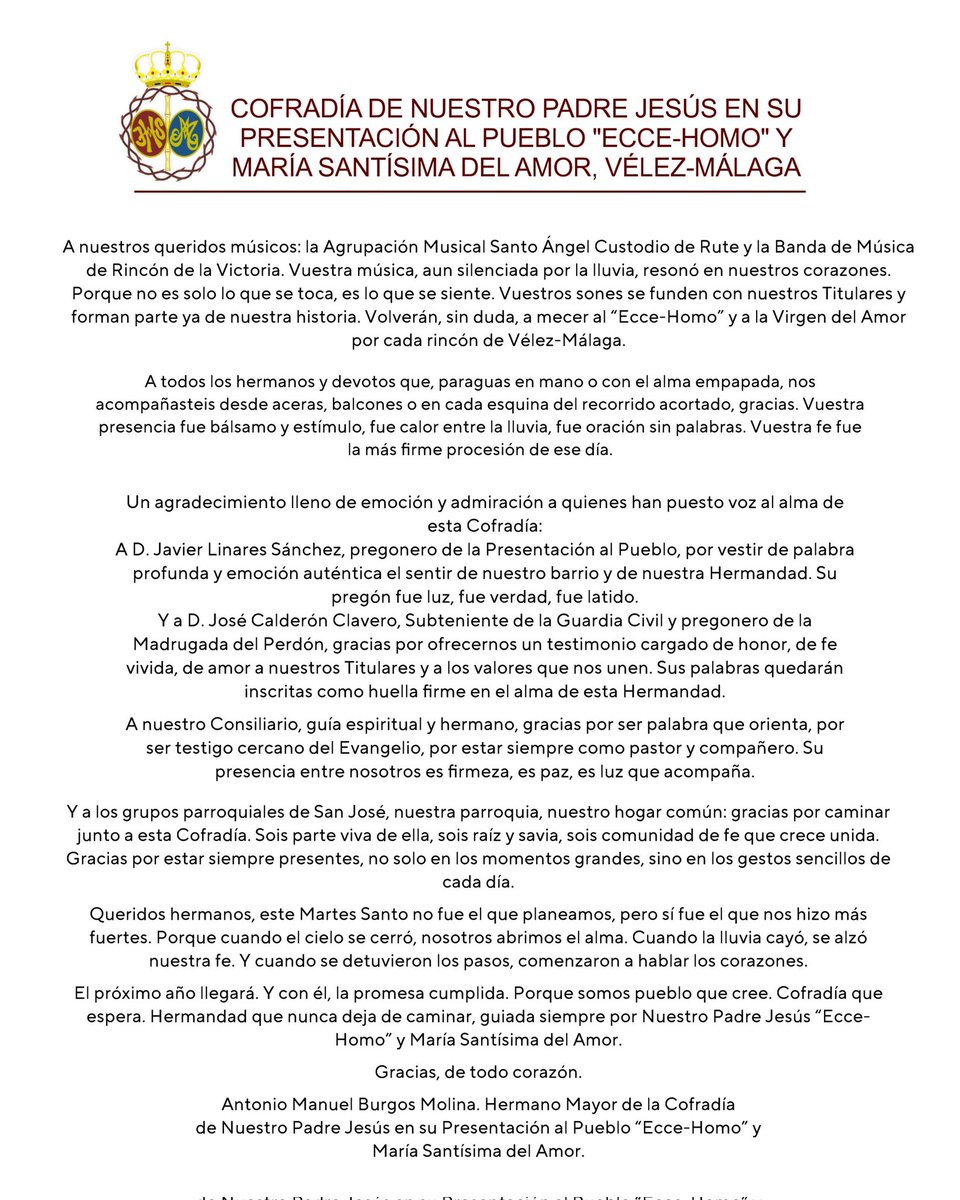 — CARTA DEL HERMANO MAYOR —