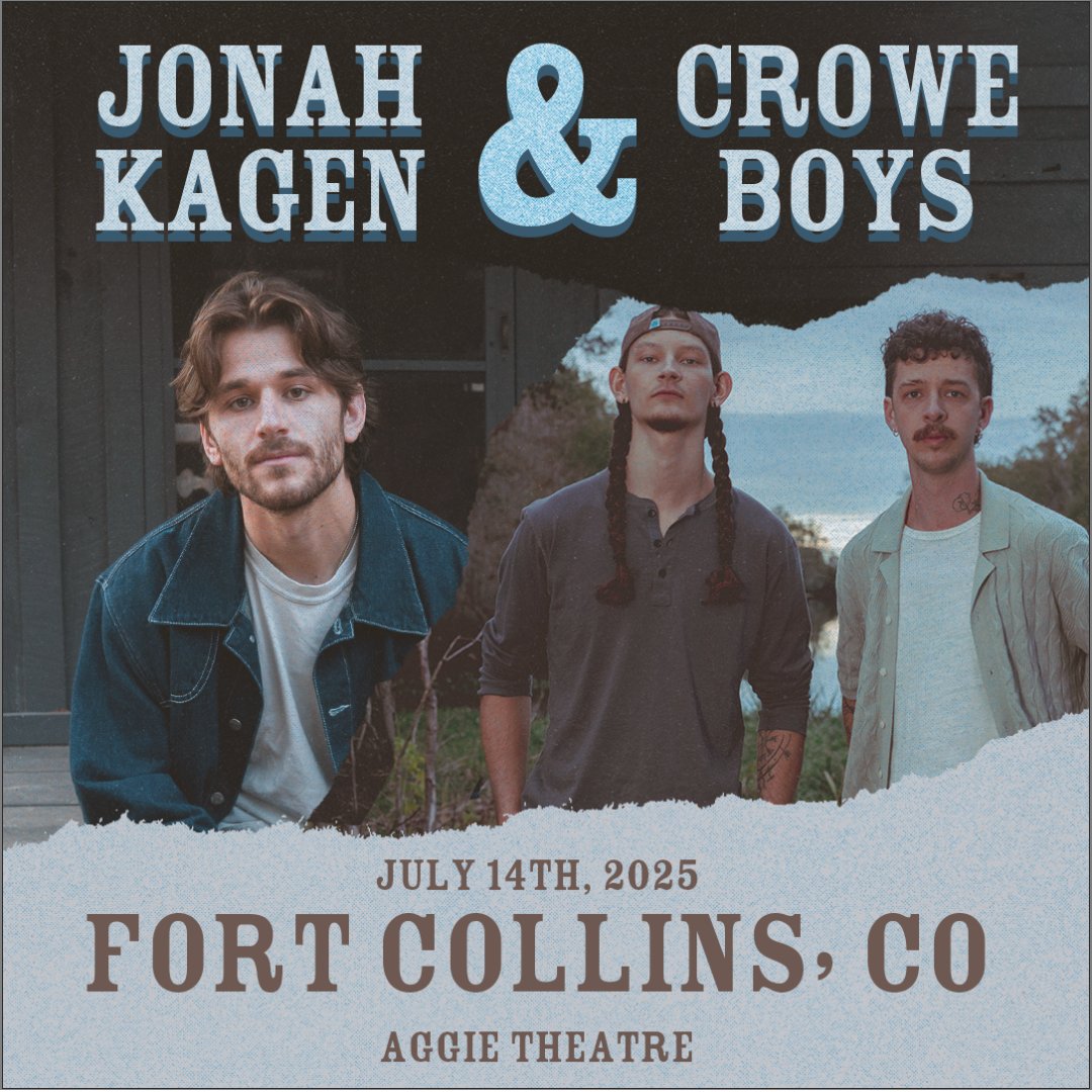 Aggie Theatre (@aggie_theatre) on Twitter photo JUST ANNOUNCED - <a href="/JonahKagen/">jonah kagen</a> & @CroweBoys at the <a href="/Aggie_Theatre/">Aggie Theatre</a> on July 14th!
On Sale: Friday 04/25/2025 - 10am MT
Tickets and info: bit.ly/3EvbCbz JUST ANNOUNCED - <a href="/JonahKagen/">jonah kagen</a> & @CroweBoys at the <a href="/Aggie_Theatre/">Aggie Theatre</a> on July 14th!
On Sale: Friday 04/25/2025 - 10am MT
Tickets and info: bit.ly/3EvbCbz