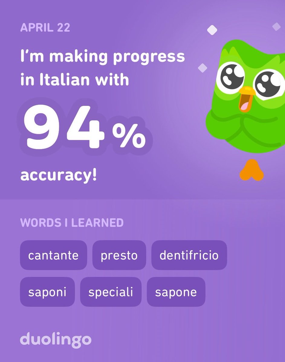 I’m learning Italian on Duolingo! It’s free, fun, and effective.