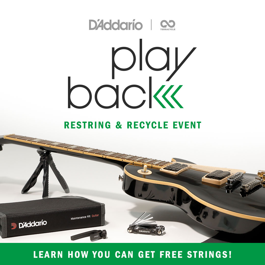 String recycling event on Tue 4/22 11–4 pm. Bring in your used guitar strings and get a free set of D'Addario XS premium coated strings while supplies last, and enter to win a restring kit. Live Restring Demo at 4 pm. More > loom.ly/l4m7NJs #bananasatlarge @daddarioandco