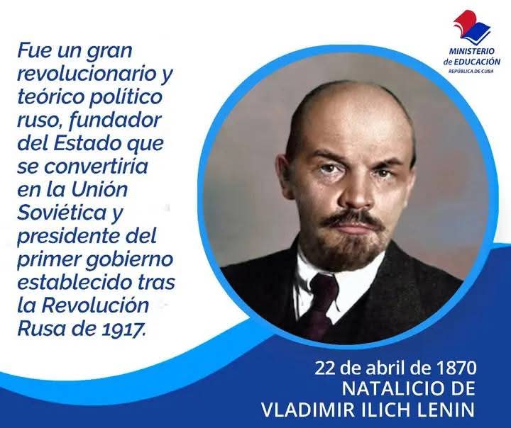 TelloYurianny's tweet photo. #HoyEnLaHustoria nace en Rusia, Vladimir Ilich U. Lenin. #CubaViveEnSuHistoria @ComiteUJCIsla @DayneSabado @MeyvisEstevezE @UJCdeCuba https://t.co/6xOprF2o7I
