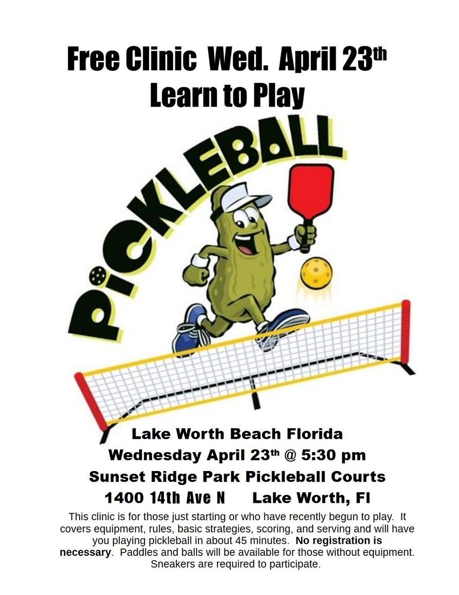 📣 TOMORRROW Free Learn to Play Pickleball Clinic 🏓 

Join us this Wednesday, for a FREE pickleball clinic. This clinic is for those just starting to play.

🗓️ Wednesday, April 23rd 
🕑 5:30 p.m.
📍 Sunset Ridge Park Pickleball Courts
       1400 14th Ave N