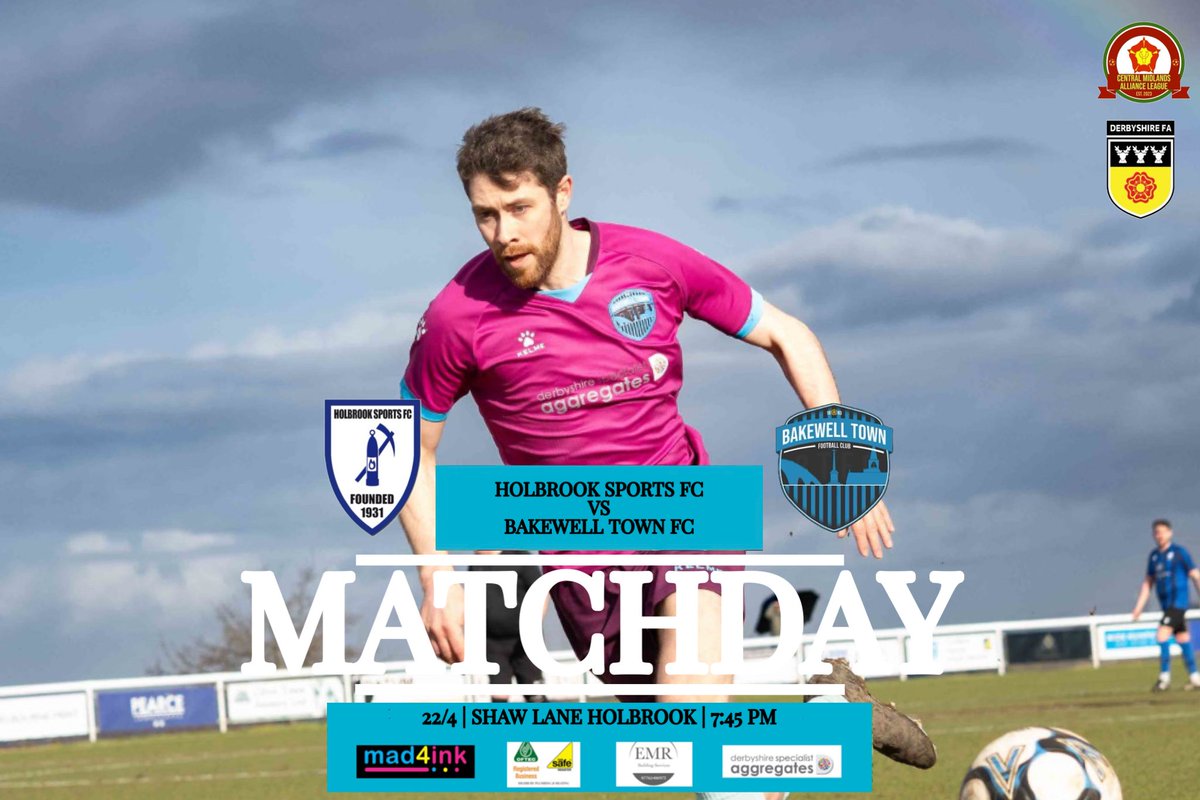 Bakewell Town FC (@bakewelltownfc) on Twitter photo ๐๐ผ๐๐พ๐๐ฟ๐ผ๐
Sees Town head to <a href="/holbrooksports/">Holbrook Sports FC</a> as the season nears its conclusion, Ko 7:45pm <a href="/CentralMidsAll/">โฝ๏ธ Central Midlands Alliance โฝ๏ธ</a>
This seasons matchday sponsors:
<a href="/DerbyshireAggs/">DerbyshireAggregates</a> , <a href="/dom_highbury/">Highbury P&H</a> , <a href="/Mad4Ink/">Mad 4 Ink</a> , EMR Building Services ๐๐ผ๐๐พ๐๐ฟ๐ผ๐
Sees Town head to <a href="/holbrooksports/">Holbrook Sports FC</a> as the season nears its conclusion, Ko 7:45pm <a href="/CentralMidsAll/">โฝ๏ธ Central Midlands Alliance โฝ๏ธ</a>
This seasons matchday sponsors:
<a href="/DerbyshireAggs/">DerbyshireAggregates</a> , <a href="/dom_highbury/">Highbury P&H</a> , <a href="/Mad4Ink/">Mad 4 Ink</a> , EMR Building Services