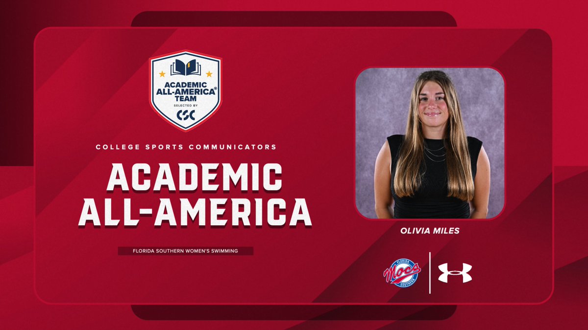 Florida Southern Mocs (@fsc_mocs) on Twitter photo Congratulations to Olivia Miles of <a href="/FSC_Swimming/">FSC Swimming</a> on being named Academic All-America by the College Sports Communicators! #LetsGoMocs
📰: zurl.co/tEaBq Congratulations to Olivia Miles of <a href="/FSC_Swimming/">FSC Swimming</a> on being named Academic All-America by the College Sports Communicators! #LetsGoMocs
📰: zurl.co/tEaBq