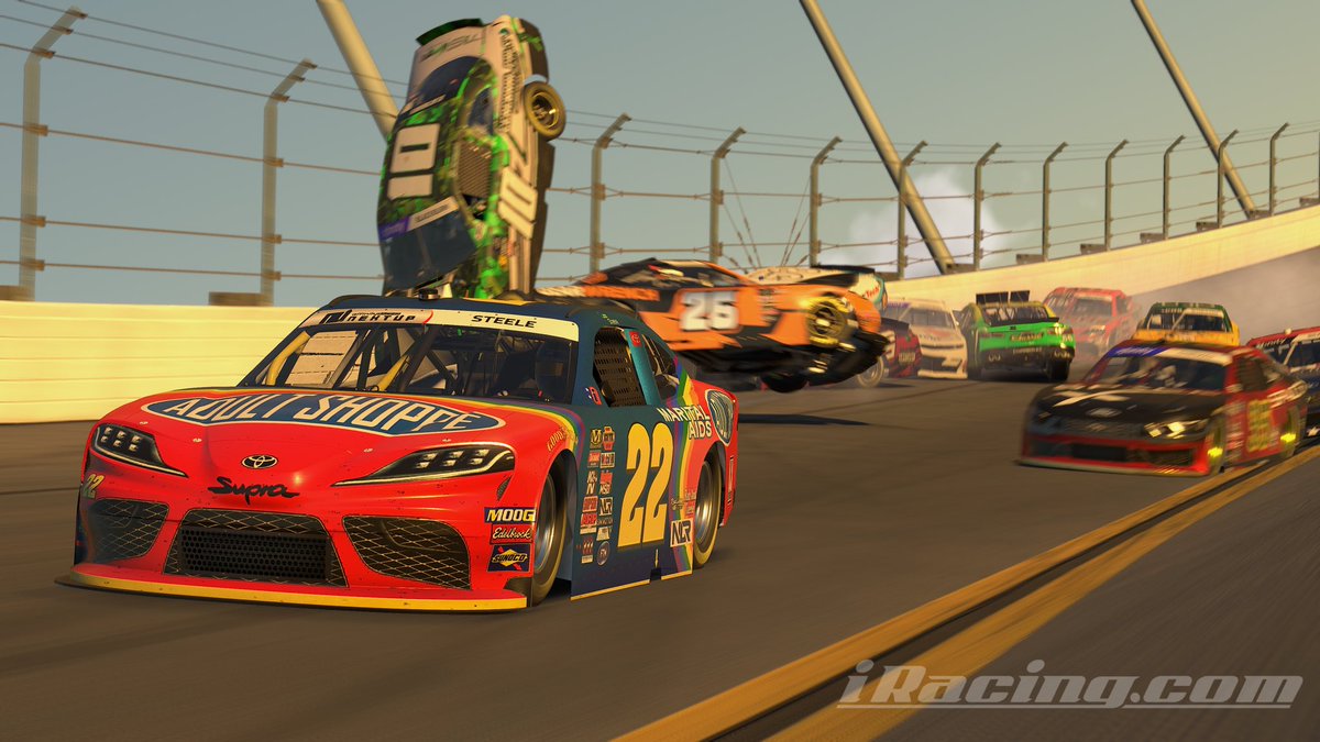 JSteeleRacing's tweet photo. Excited to rock @theadultshoppe Toyota Supra with an amazing throwback to the Rainbow Warrior days of @JeffGordonWeb! Big thanks to the amazing paintwork from @vexedtechie! Make sure to vote for ME at https://t.co/QIxadzpOog https://t.co/qfTUDqF8dC