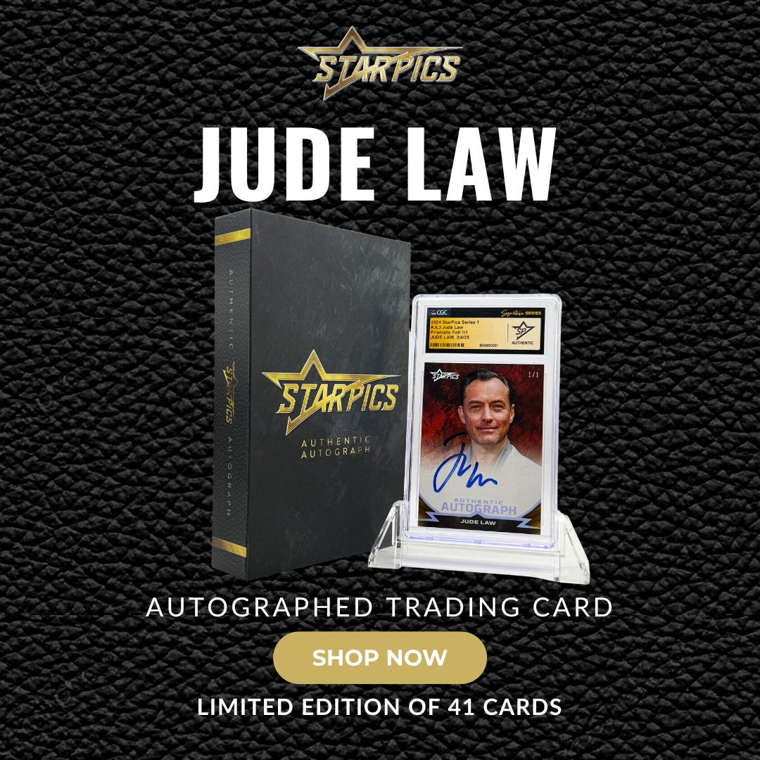 starpicscards's tweet photo. 🚨 The Jude Law Autographed Card Drop is LIVE!
Signed on-card, CGC-authenticated &amp; limited-edition parallels (1/1, #/5, #/10, #/25) — all in a premium collector display.
Now available at 🔗 https://t.co/ExOVXR3ST1
#JudeLaw #StarPics #CGCSignatureSeries #TradingCards https://t.co/RGrrxuPISh