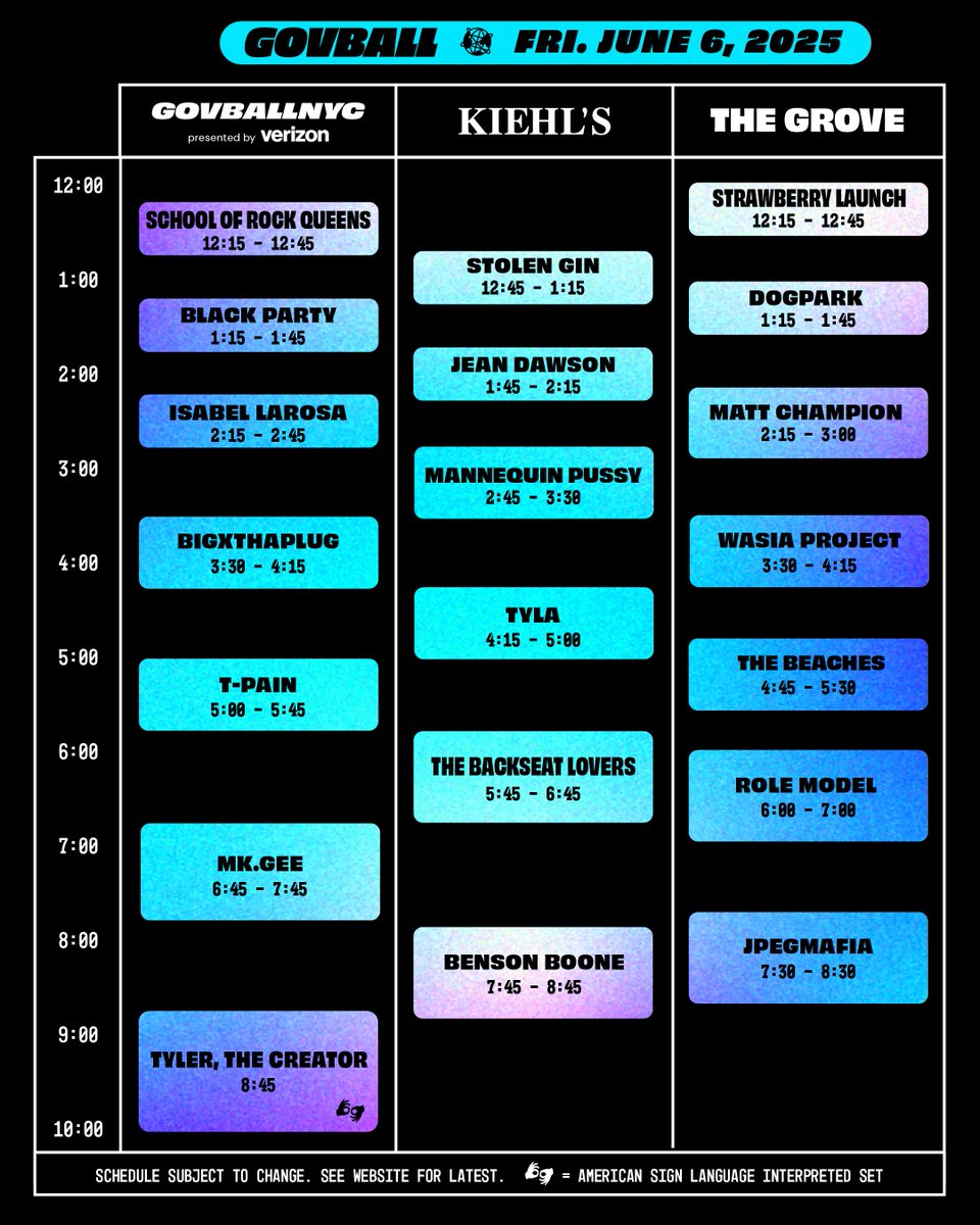 GovBallNYC's tweet image. wake up babe, the govball schedule just dropped