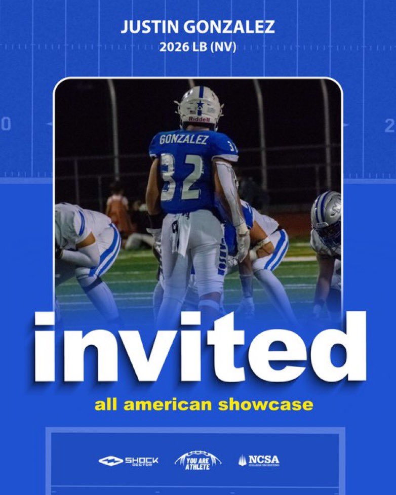 Justin Gonzalez (@justingonzal_ez) on Twitter photo Thank you <a href="/youareathlete/">You Are Athlete</a> for the invite to the All American Showcase. Excited to compete 🔥
<a href="/PrepRedzoneNV/">Prep Redzone Nevada</a> <a href="/BattleBornPreps/">Battle Born Preps</a> <a href="/Excelspeed12/">Lo Wood</a> <a href="/RGJpreps/">RGJ preps</a> <a href="/TheTop5s_/">TOP FIVES</a> <a href="/ShockDoctor/">Shock Doctor</a> <a href="/DB_Coach_H/">Coach Darin Heredia 🏈</a> Thank you <a href="/youareathlete/">You Are Athlete</a> for the invite to the All American Showcase. Excited to compete 🔥
<a href="/PrepRedzoneNV/">Prep Redzone Nevada</a> <a href="/BattleBornPreps/">Battle Born Preps</a> <a href="/Excelspeed12/">Lo Wood</a> <a href="/RGJpreps/">RGJ preps</a> <a href="/TheTop5s_/">TOP FIVES</a> <a href="/ShockDoctor/">Shock Doctor</a> <a href="/DB_Coach_H/">Coach Darin Heredia 🏈</a>