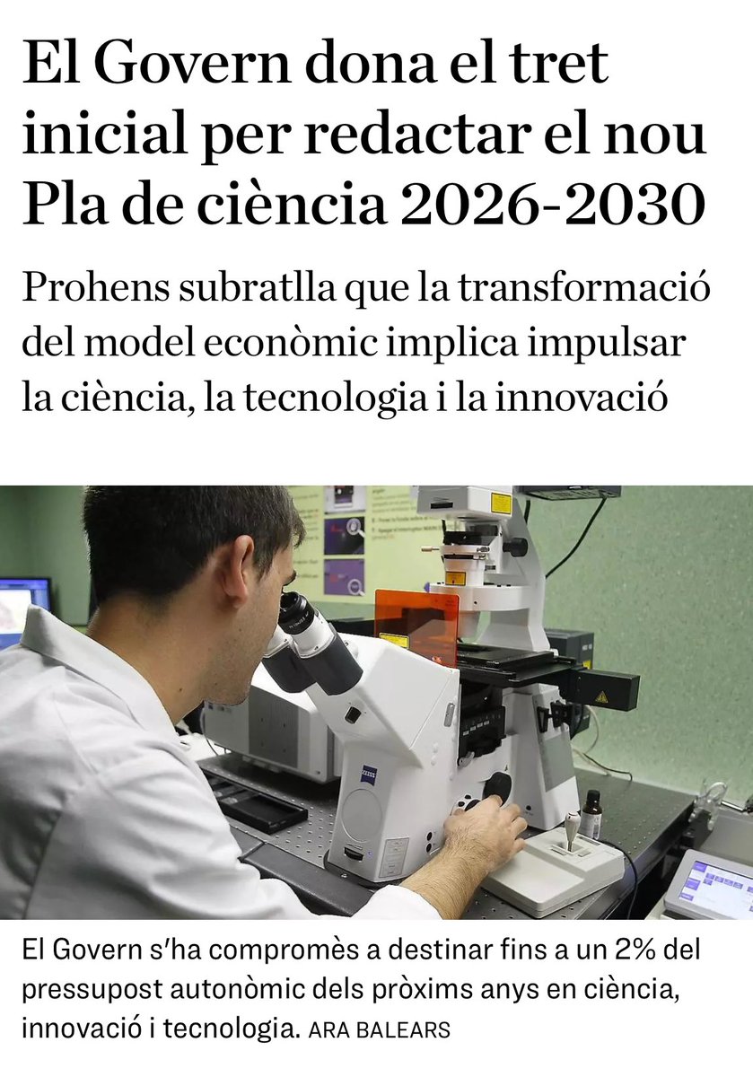 🗞️ El Govern dona el tret inicial per redactar el nou Pla de Ciència

#elCanvideVeres
#CentratsenelQueImporta

🔗arabalears.cat/1_51b418?utm_s…