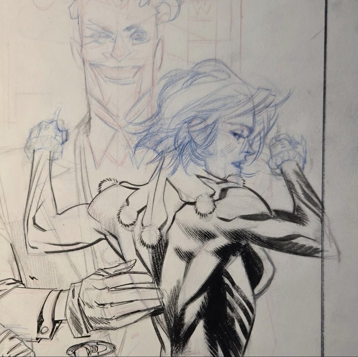 SeanMurphyArt's tweet photo. “l've been sick for a week after catching a cold at Chicago, but i finally managed to finish this HC cover for Harley White Knight and Gen Joker.” https://t.co/Sh5GSfUDnK