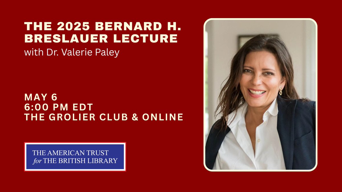 Join us at <a href="/GrolierClub/">The Grolier Club</a> on May 6th for the 14th Breslauer Lecture featuring Dr. Valerie Paley, SVP and the Sue Ann Weinberg Director of the Patricia D. Klingenstein Library at <a href="/NYHistory/">The New York Historical</a>. Free–in person &amp; livestream! More info &amp; register: atbl.us/event/in-perso… #publichistory