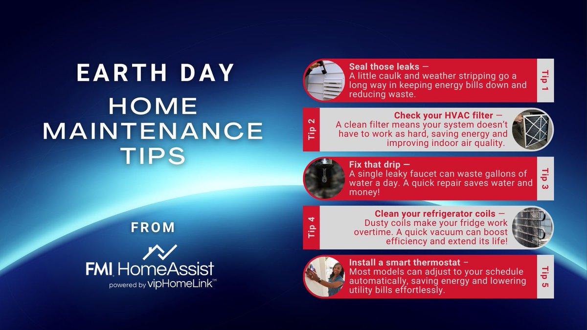 🌍 Happy Earth Day! Today is the perfect reminder that small changes at home can make a big difference for the planet - and your wallet!

Here are five simple home maintenance tips that help the environment and keep your home running efficiently:
