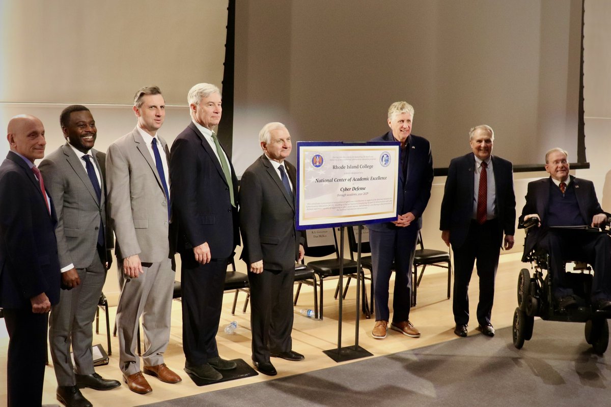 Senator Jack Reed (@senjackreed) on Twitter photo Proud to join <a href="/RIC_CyberInst/">RIC Cyber Institute</a> to celebrate its Nat’l Security Agency designation as a Center for Academic Excellence. Grateful for dedicated students, faculty, & staff helping to create next generation of cybersecurity leaders ready to meet a rapidly evolving threat landscape. Proud to join <a href="/RIC_CyberInst/">RIC Cyber Institute</a> to celebrate its Nat’l Security Agency designation as a Center for Academic Excellence. Grateful for dedicated students, faculty, & staff helping to create next generation of cybersecurity leaders ready to meet a rapidly evolving threat landscape.
