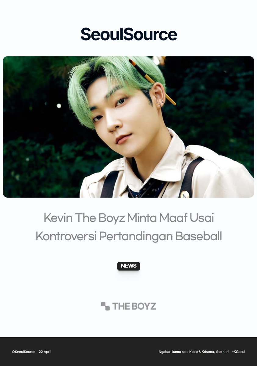 kpopdankdramaid's tweet image. #KevinTheBoyz Minta Maaf Usai Dukung Tim Rival di Acara #KiwoomHeroes, Tuai Kritikan #BaseballFans

 Selengkapnya ssmedia.my.id/2025/04/22/kev…
-K.Gaeul
