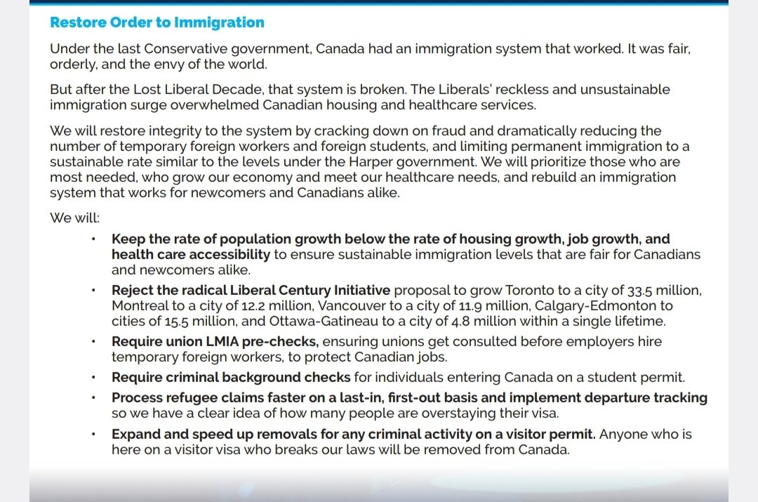 The CPC platform has no real plan to change Canada's mass immigration and all the scams except to check with Unions for LMIAs first.

No overhaul of the whole system, no mass deportation, no going after the scams.

You been sold out.

What an incredible fail this is.