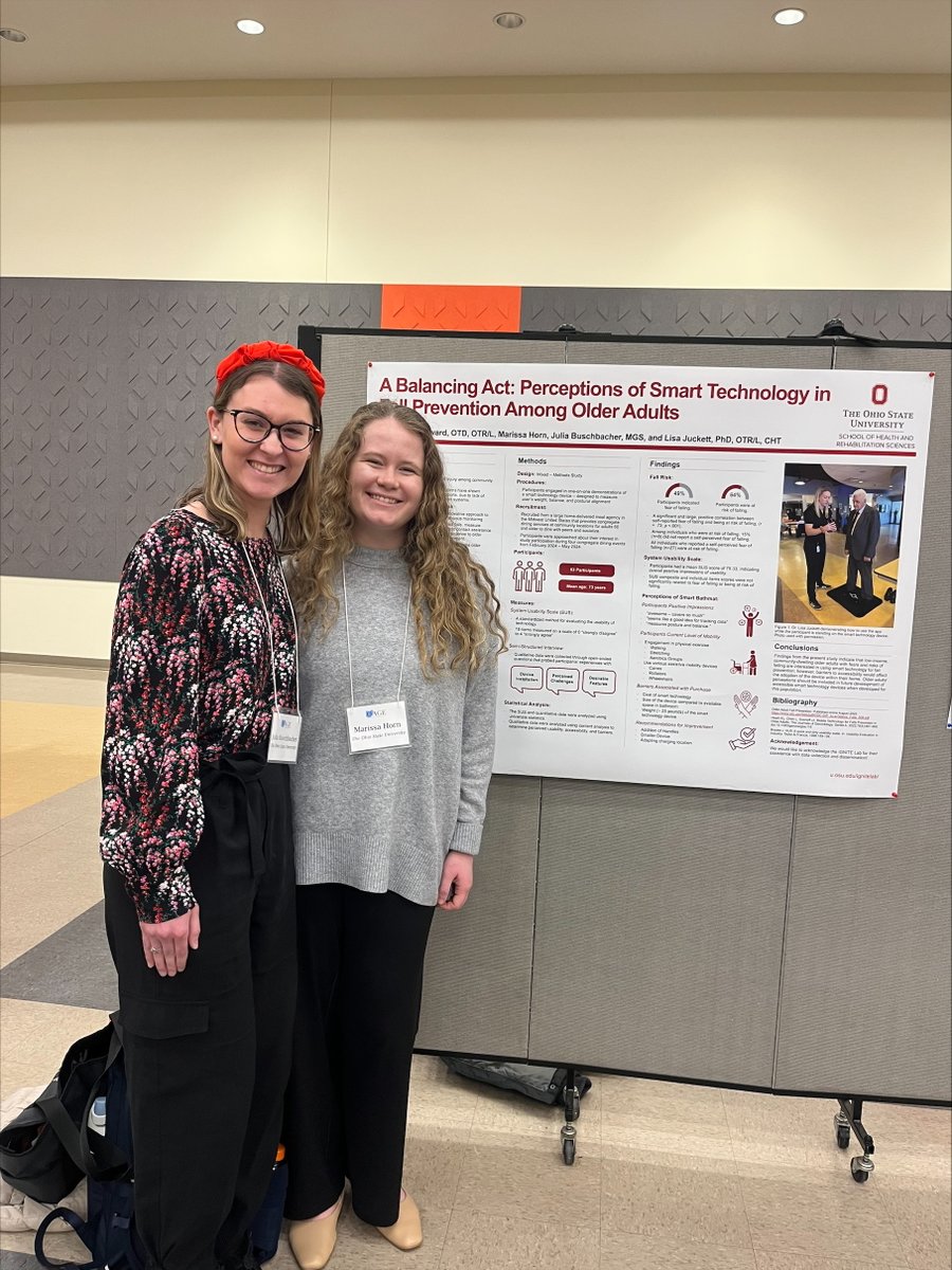 OTD Second Year Students: Julia Buschbacher and Marissa Horn presented research, "Leveraging Smart Technology to Monitor Fall Risk Among Community-Dwelling Older Adults", from working in Dr. Lisa Jucketts' lab at the OAGE Conference in Bowling Green.