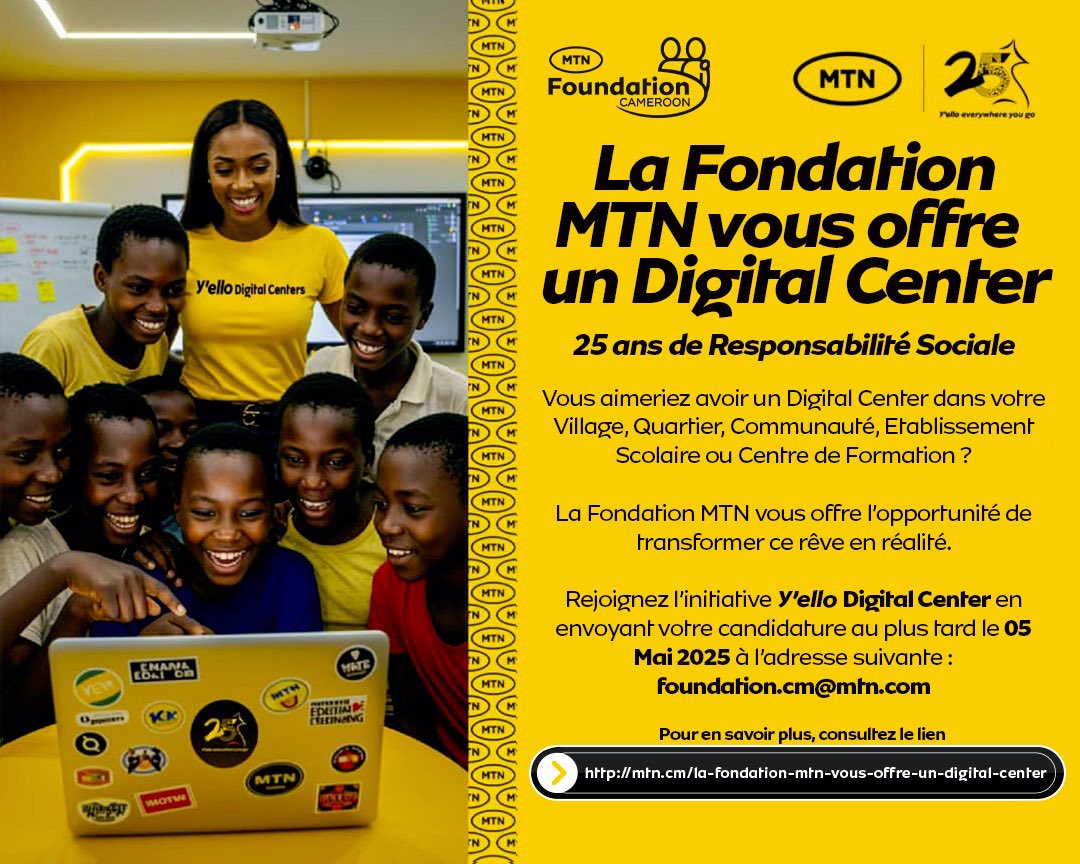 Une opportunité pour votre communauté.
#YelloDigitalCenter
#DoingGoodTogether
#DoingForTomorrowToday