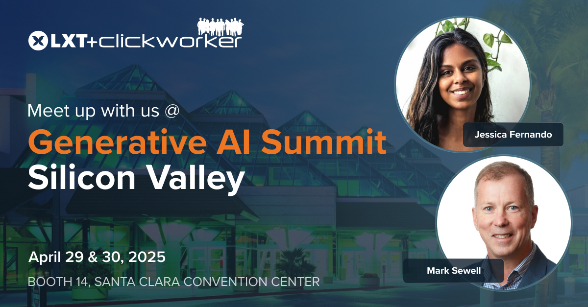 LXT (@lxt_ai) on Twitter photo Will you be at the <a href="/AI_AInstitute/">AI Accelerator Institute</a>'s Generative AI Summit Silicon Valley next week? Stop by and see Jessica Fernando and Mark Sewell whoĀ can share how LXT+clickworker powers AI innovation.
#generativeAIsummit #generativeAI #genAIsolutions #AIdata #lxtAI Will you be at the <a href="/AI_AInstitute/">AI Accelerator Institute</a>'s Generative AI Summit Silicon Valley next week? Stop by and see Jessica Fernando and Mark Sewell whoĀ can share how LXT+clickworker powers AI innovation.
#generativeAIsummit #generativeAI #genAIsolutions #AIdata #lxtAI