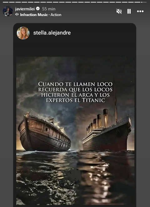 mdzol's tweet image. &quot;Cuando te llamen loco, recuerda que los locos hicieron el arca y los expertos el Titanic&quot;: la reflexión que compartió Milei.