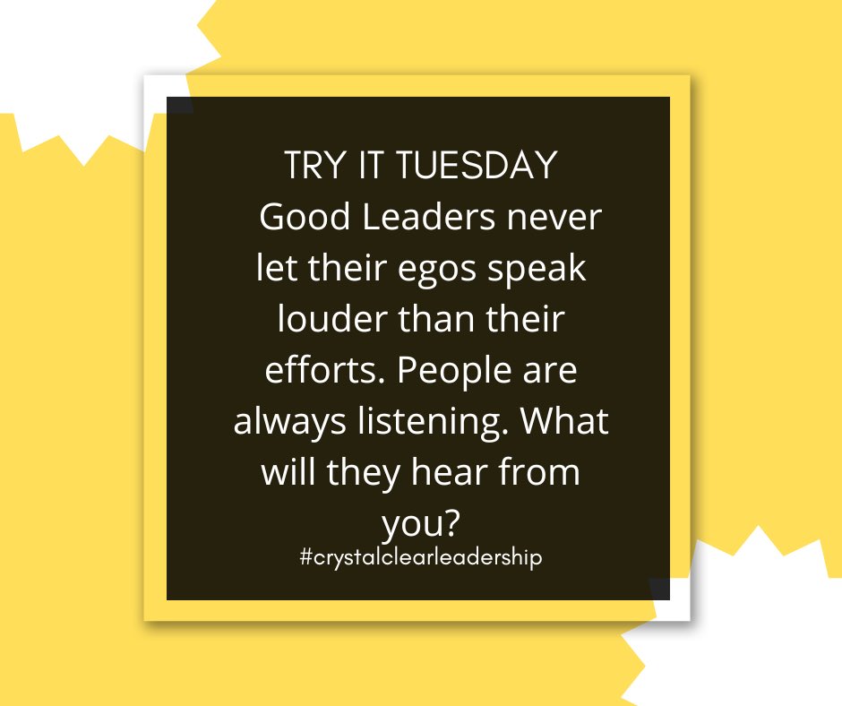 DrCrystalWatson's tweet image. Leaders….what are you trying today???
#tryittuesday
#effortoverego 
#crystalclearleadership✨