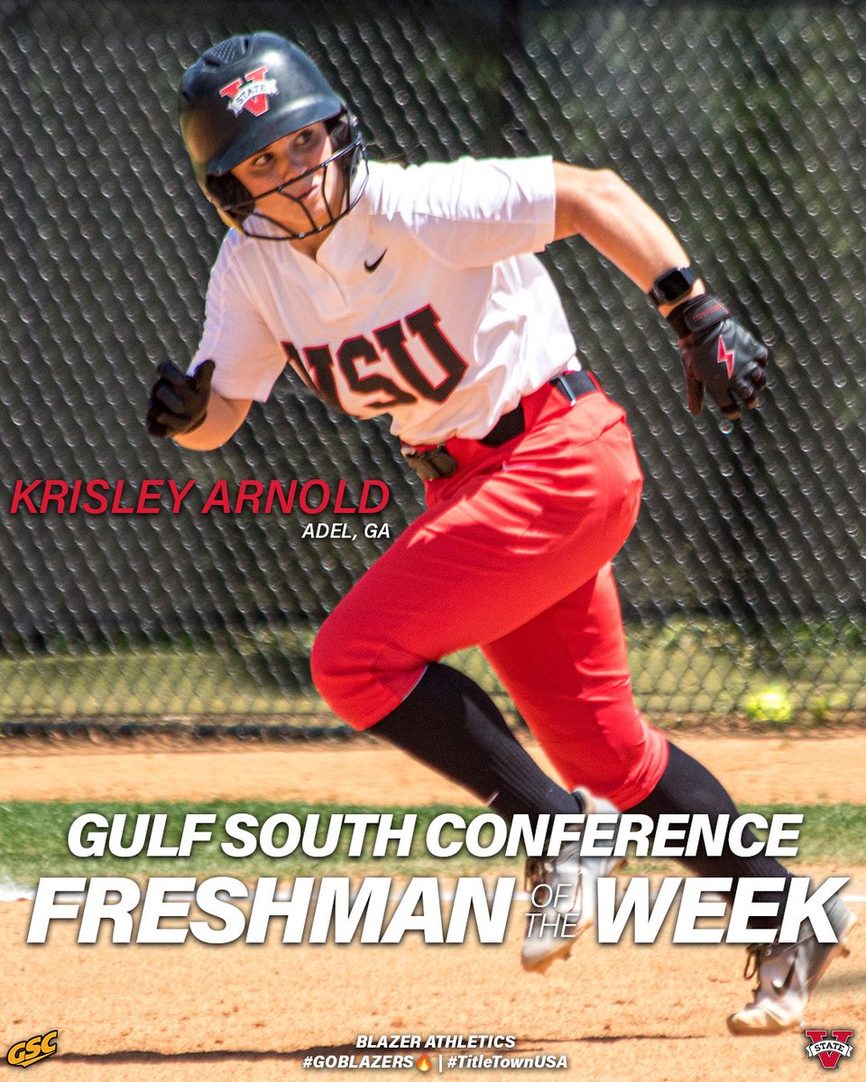 Valdosta State Softball (@vstate_softball) on Twitter photo ๐๐๐พ ๐๐๐๐ ๐ก๐ฎ ๐ผ๐ฌ๐๐ง๐๐จ
Krisley Arnold secured GSC Freshman of the Week hitting .375 (3-for-8) with four RBI, two home runs and two runs scored. The rookie slugged 1.125, drawing two walks and finished with a .500 on-base percentage.
#GOBLAZERS๐ฅ | #TitleTownUSA ๐๐๐พ ๐๐๐๐ ๐ก๐ฎ ๐ผ๐ฌ๐๐ง๐๐จ
Krisley Arnold secured GSC Freshman of the Week hitting .375 (3-for-8) with four RBI, two home runs and two runs scored. The rookie slugged 1.125, drawing two walks and finished with a .500 on-base percentage.
#GOBLAZERS๐ฅ | #TitleTownUSA