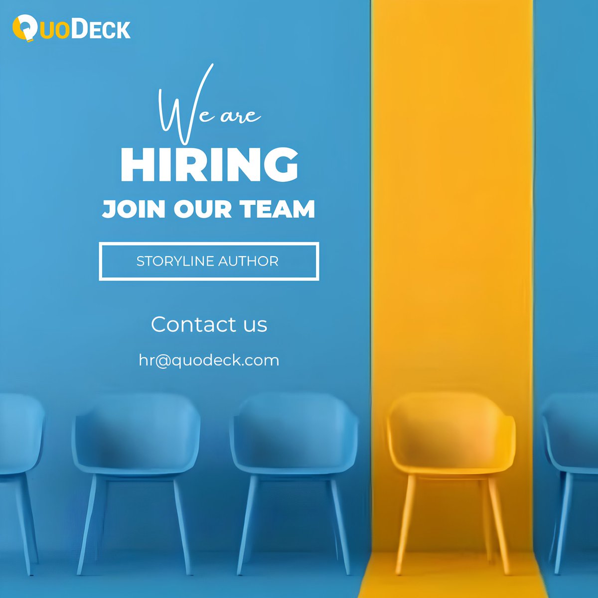 QuoDeck (@quodeck) on Twitter photo 🎬 Got a passion for storytelling and design?
We’re on the lookout for a Storyline Author who can turn ideas into engaging experiences.
📧 Send your resume to hr@quodeck.com
#Hiring #StorylineAuthor #StorylineAuthorCareers #JoinOurTeam #NowHiring #JobOpportunity #WeAreHiring 🎬 Got a passion for storytelling and design?
We’re on the lookout for a Storyline Author who can turn ideas into engaging experiences.
📧 Send your resume to hr@quodeck.com
#Hiring #StorylineAuthor #StorylineAuthorCareers #JoinOurTeam #NowHiring #JobOpportunity #WeAreHiring