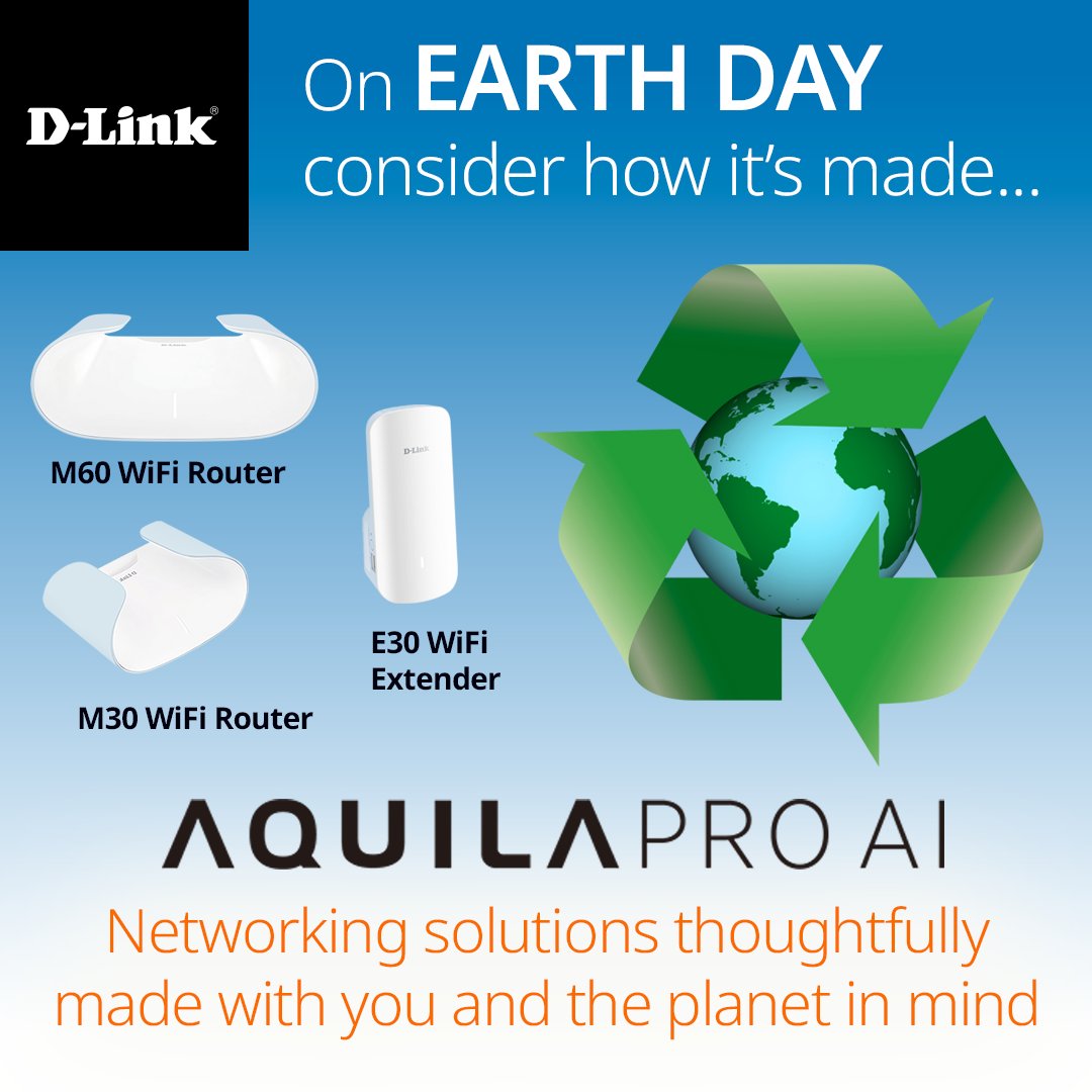 D-Link USA (@dlink) on Twitter photo Crafted with housing made from post-consumer recycled materials and delivered in sustainable packaging, AQUILA PRO AI is designed to reduce its environmental impact. bit.ly/4443YPW #EarthDay #recycle #GreenTech Crafted with housing made from post-consumer recycled materials and delivered in sustainable packaging, AQUILA PRO AI is designed to reduce its environmental impact. bit.ly/4443YPW #EarthDay #recycle #GreenTech