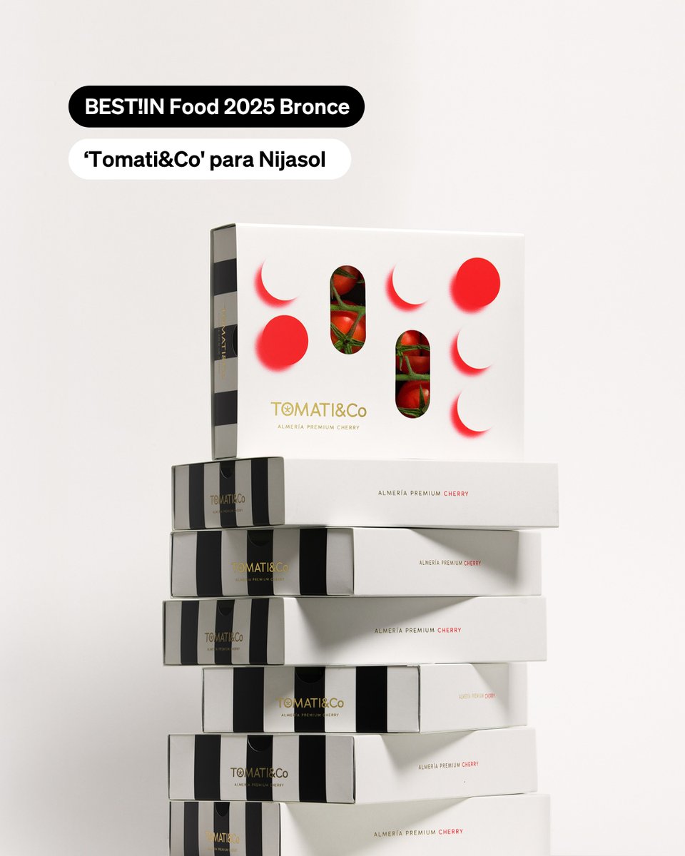 🔛 <a href="/_Meteorito_/">Meteorito</a> sigue sumando reconocimientos por sus diseños de packaging para Nijasol. Los más recientes, ¡dos premios BEST!IN Food 2025!🔝
➕Oro por Tomatier Snack - Monstruosamente rico
➕Bronce por Tomati&amp;Co
¡Enhorabuena a todo el equipo!🔝
#SomosADCV #SomADCV #BestINFood25