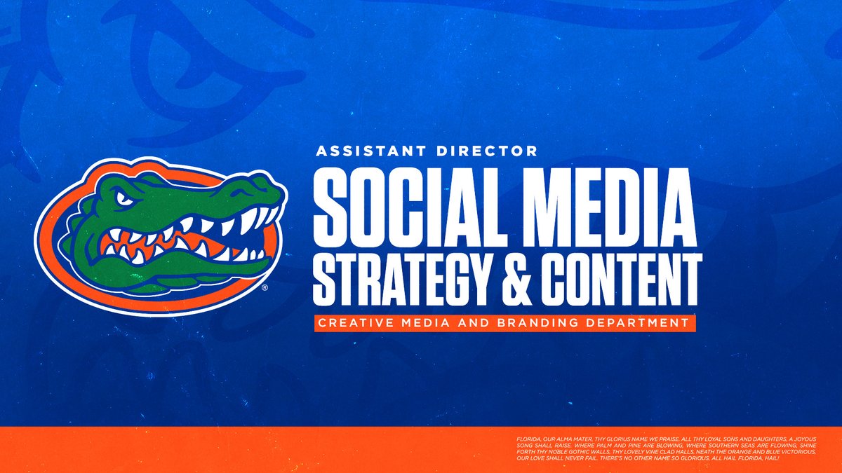 Gators Creative (@gatorscreative) on Twitter photo We're hiring!📲
Apply now to help tell the stories of the Gators🐊
Apply here 🔗: recruiting.ultipro.com/UNI1069/JobBoa… We're hiring!📲
Apply now to help tell the stories of the Gators🐊
Apply here 🔗: recruiting.ultipro.com/UNI1069/JobBoa…