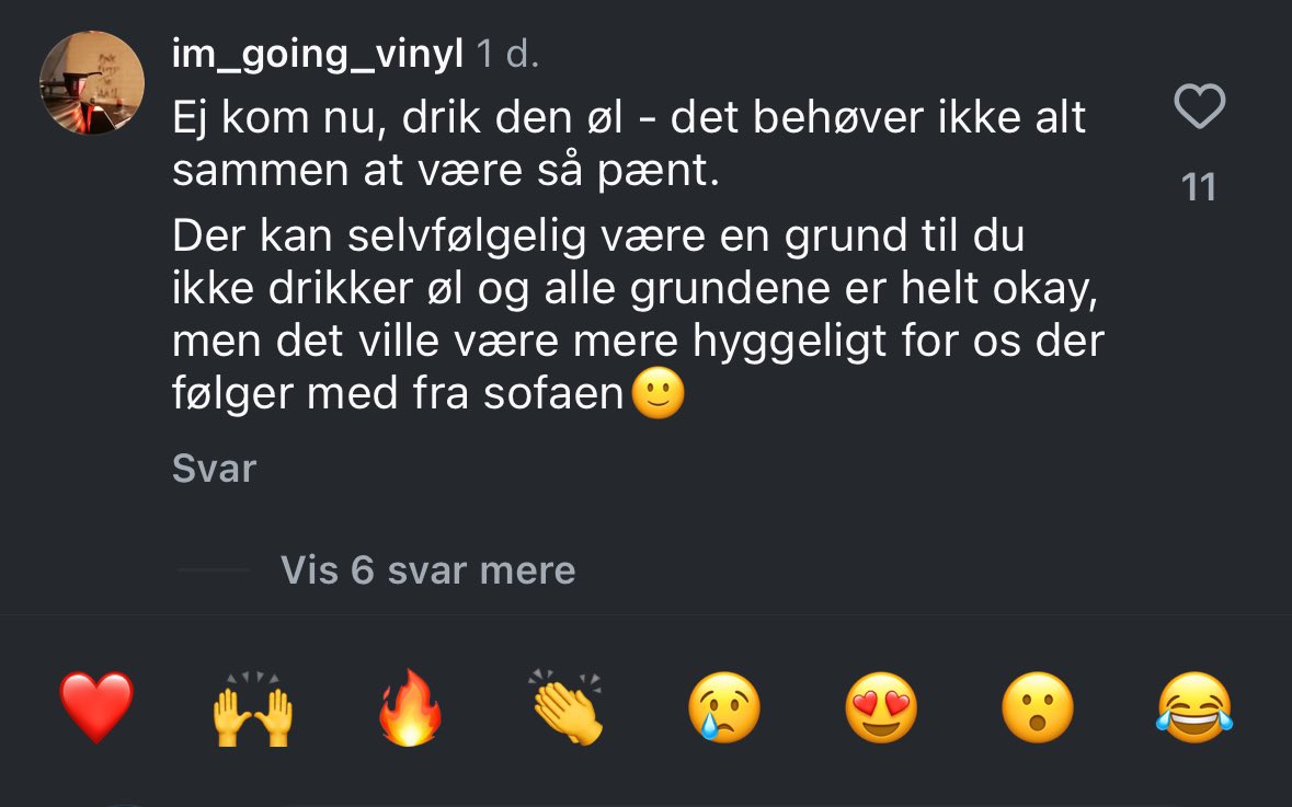 Med afstand dagens fedeste kommentar på sociale medier. 
Fandme også for dårligt at en professionel cykelrytter der vejer sin mad hver dag ikke lige gider bunde en øl for “hyggens skyld for os hjemme i sofaen” 🤣

(At det så formentlig var en alkoholfri øl er en anden sag)