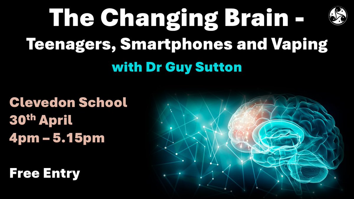 Clevedon School (@clevedonschool) on Twitter photo Our next community lecture is 'The Changing Brain' with Dr Guy Sutton, looking at brain changes over time including adolescence, the effects of vaping and smartphones.
Book your FREE Tickets via Eventbrite - just search Clevedon School
<a href="/NSomTimes/">North Somerset Times</a> <a href="/BBCBristol/">BBC Bristol</a> <a href="/itvwestcountry/">ITV News West Country</a> Our next community lecture is 'The Changing Brain' with Dr Guy Sutton, looking at brain changes over time including adolescence, the effects of vaping and smartphones.
Book your FREE Tickets via Eventbrite - just search Clevedon School
<a href="/NSomTimes/">North Somerset Times</a> <a href="/BBCBristol/">BBC Bristol</a> <a href="/itvwestcountry/">ITV News West Country</a>