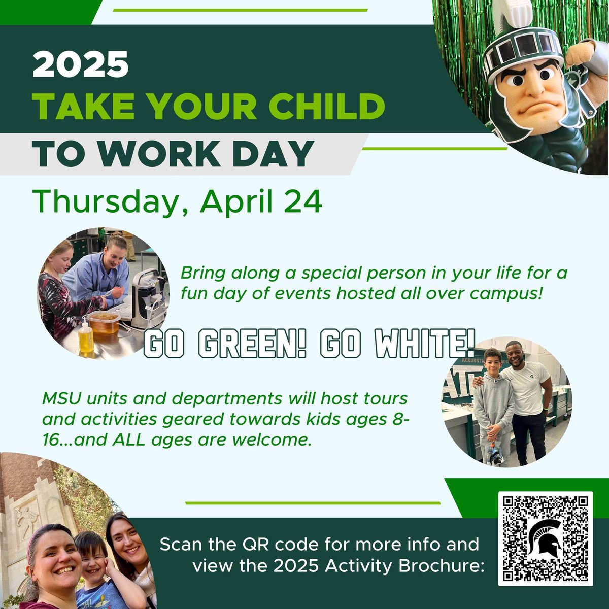 Join us for “Take Your Child to Work Day” at MSU DPPS!  This Thursday, April 24, we invite MSU employees and their families to explore our department through exciting tours and activities.  From CSI demonstrations, K9 demos, to vehicle &amp; equipment viewing, there’s something for
