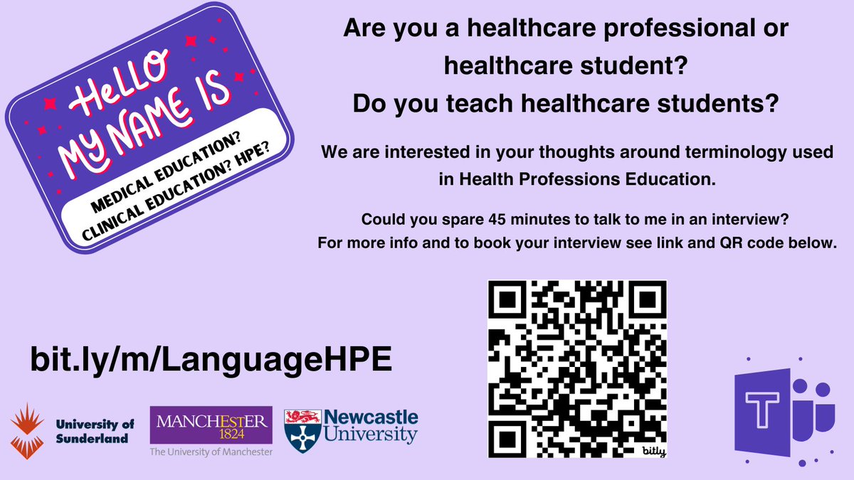 If you have 30-45mins to spare I would love to chat to you. 

I can happily provide a certificate for your portfolio. No matter what grade/profession all really welcome. 

You can book and find more details at

bit.ly/m/LanguageHPE.