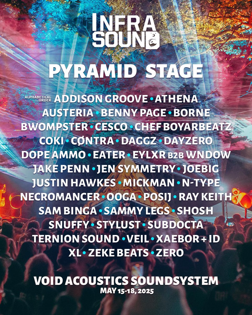 InfrasoundFest's tweet image. OUR STAGE LINEUPS ARE HERE!!
tier 2 passes come to an end on friday may 2nd, last call to lock in these low prices!