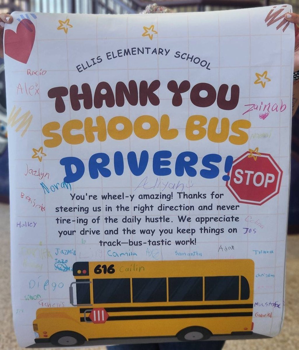 _AndyJacks's tweet image. Thank you to our #EllisExplorers bus drivers and attendants! You play such a critical role in our success, and you are definitely part of our one crew! #SchoolBusDriverAppreciationDay