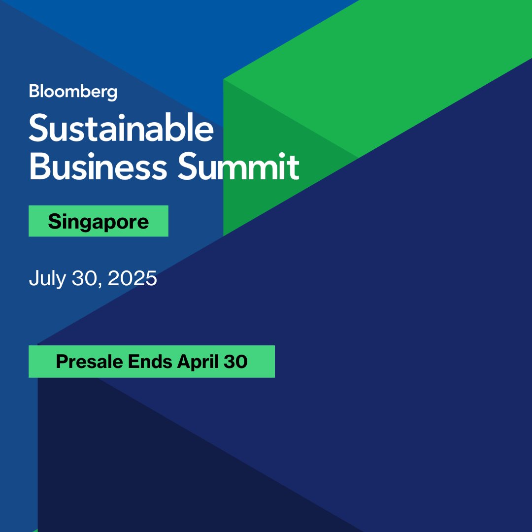 Grab your Pre-sale in person pass to the #SustainableBizSummit Singapore today, prices increase April 30th! 🎟️

#EarthDay2025 
bloom.bg/3GmcNdY